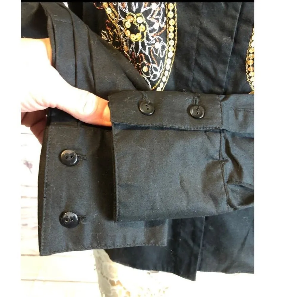 NWT Coldwater Creek embroidery & sequence  black button down size XS - Image 7
