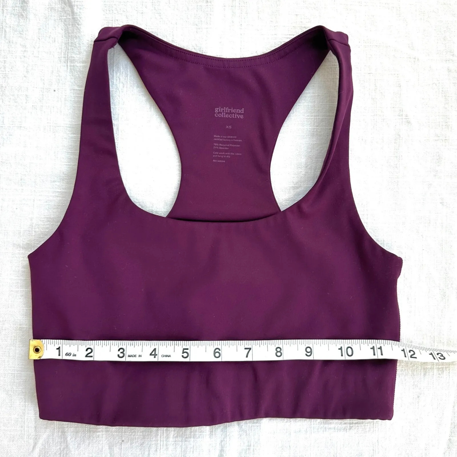 Girlfriend‎ Collective Plum Paloma Racerback Sports Bra XS Activewear Maroon - Image 5