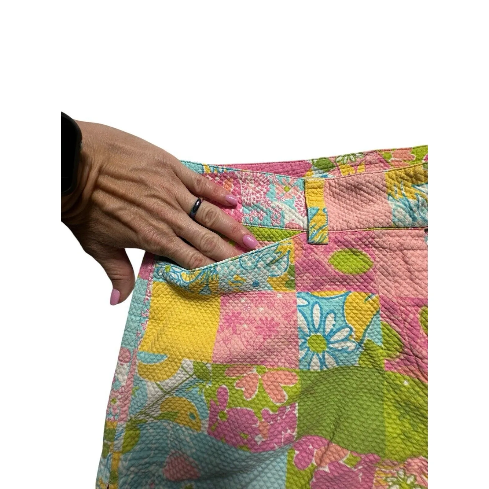 Vintage Lilly Pulitzer Size 6 Pastel‎ Patchwork Mixed Pattern Shorts #T8-5 - Image 8