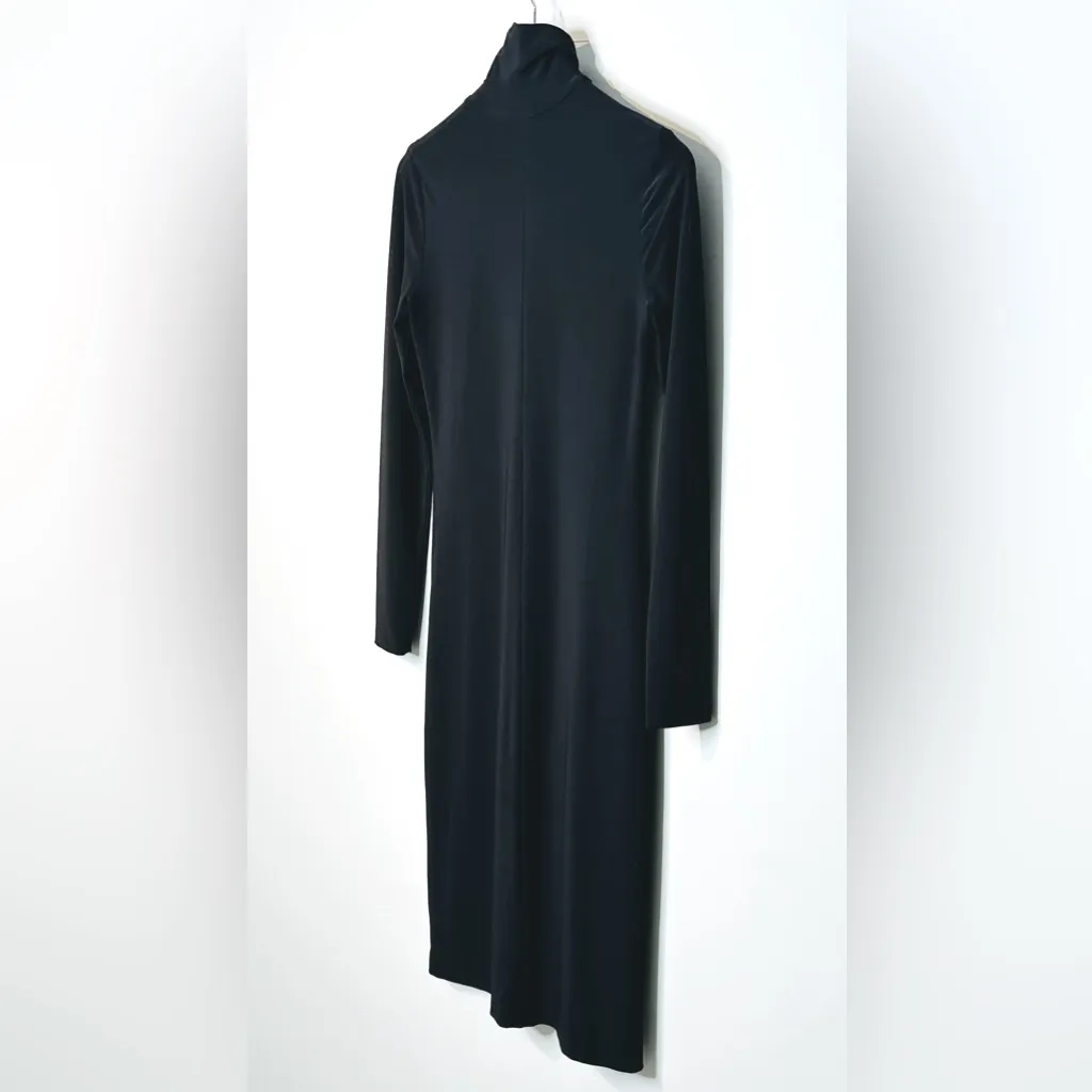 Norma Kamali Black Jersey Knit Long Sleeve Turtleneck Midi Dress Size XS - Image 8