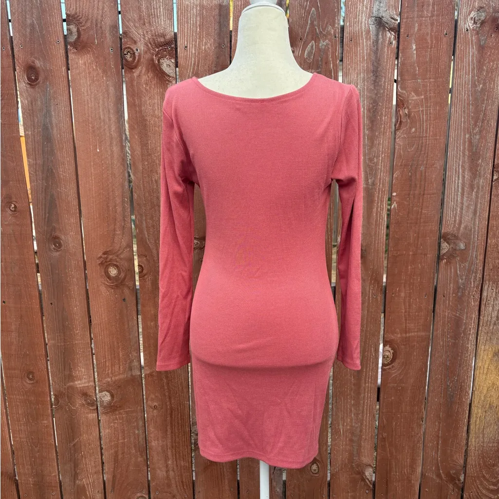 Lovers and Friends Karla Pink Ribbed Mini Dress Long-Sleeved Size Medium - Image 4