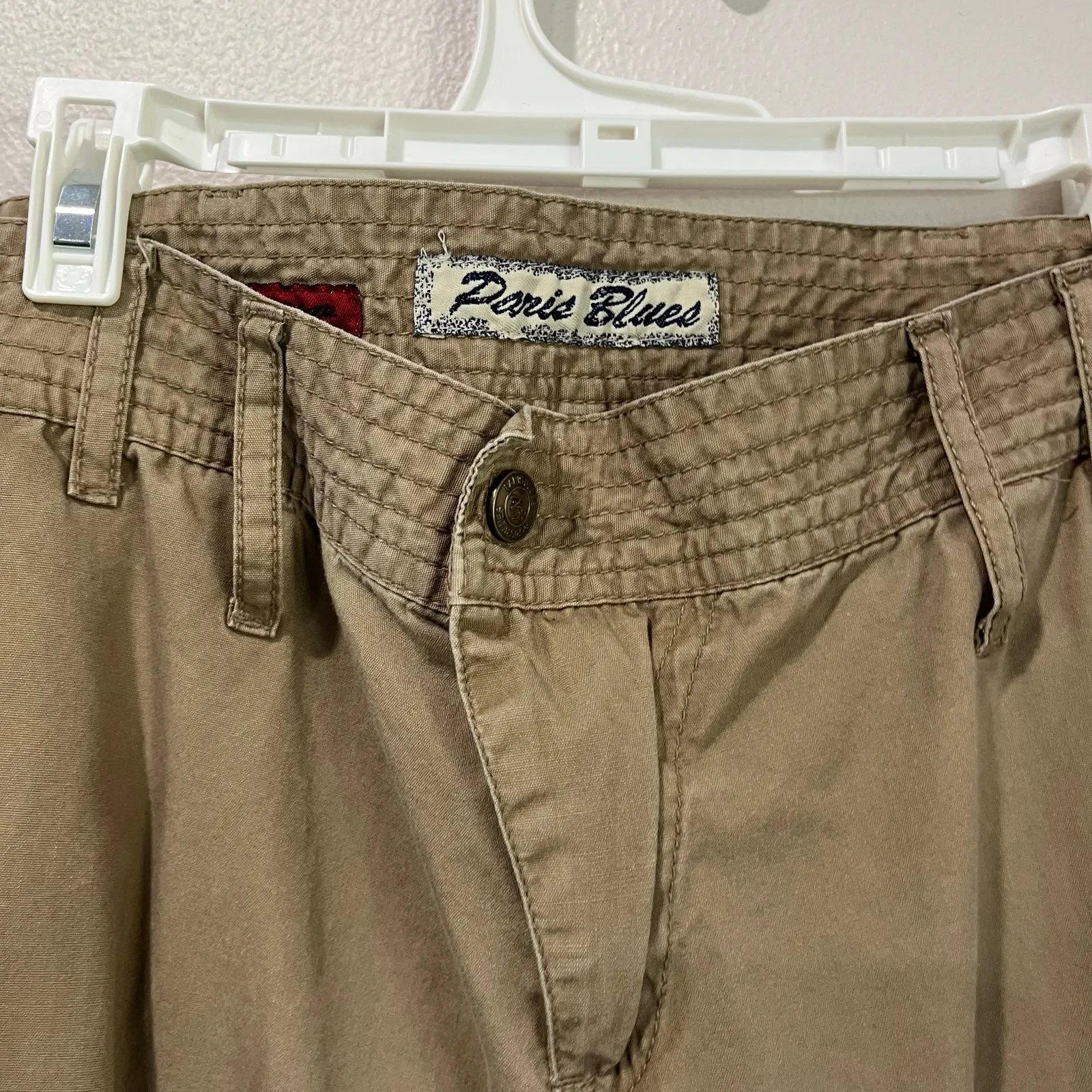 Y2K Paris Blue Low Rise Wide Leg Tan SoulMate Buckle Hem Pants Size 1 - Image 4