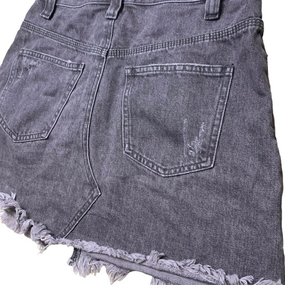 Women's Free People We The Free Sanded Black Side Car Denim Mini Skirt - Image 5