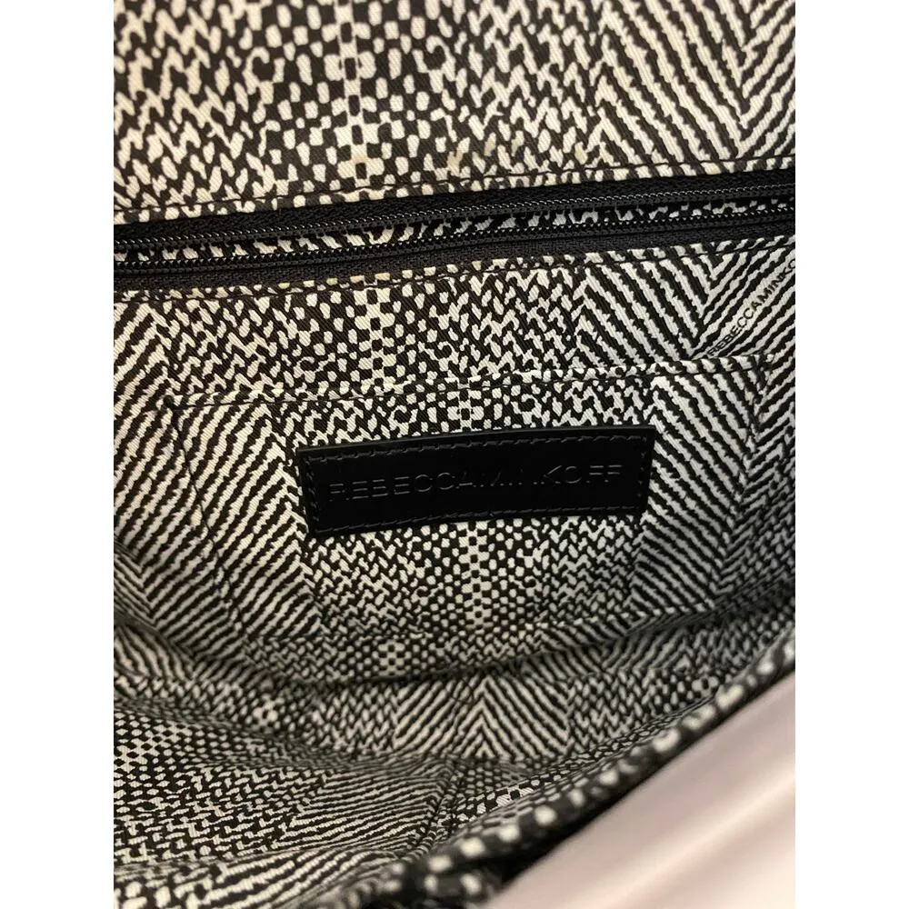 Rebecca Minkoff Crossbody Purse Bag Gray Beige Velvet Chain Quilted Affair Work - Image 9