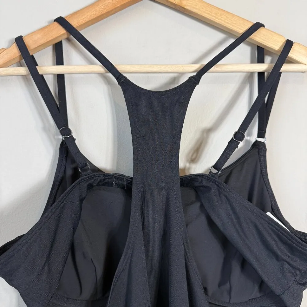 Athleta Seascape Bra Cup Tankini Top Women's 38B/C Black Swimsuit UPF 50+ Beach - Image 12