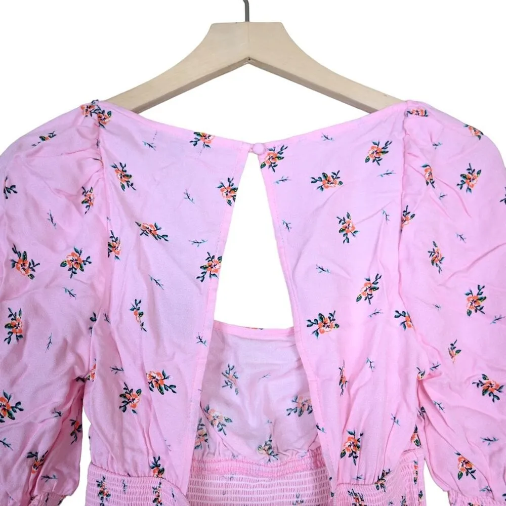 AFRM Womens S Haley Smocked Top in Pink Bouquet NEW - Image 6