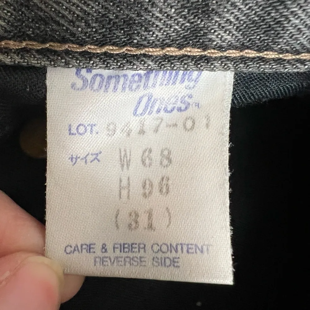 Edwin Something Ones Japan Black High Rise Tapered Jeans Raw Hem Size 68 / US 27 - Image 6