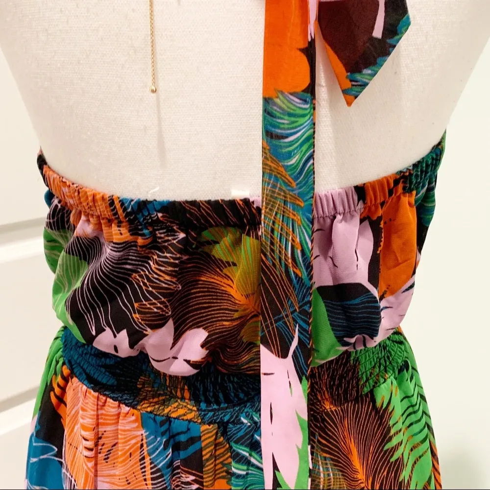 NWOT Bellatrix Tropical Floral Semi Sheer High Low Maxi Halter Dress Small S - Image 9