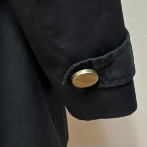 H&M Zip Up Trench Coat Womens Sz 4 Black Lightweight Office Academia Classic - Image 7