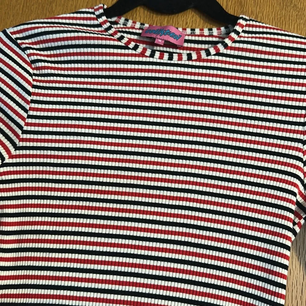 Edikted Striped Long Sleeve Top White Size M - Image 2