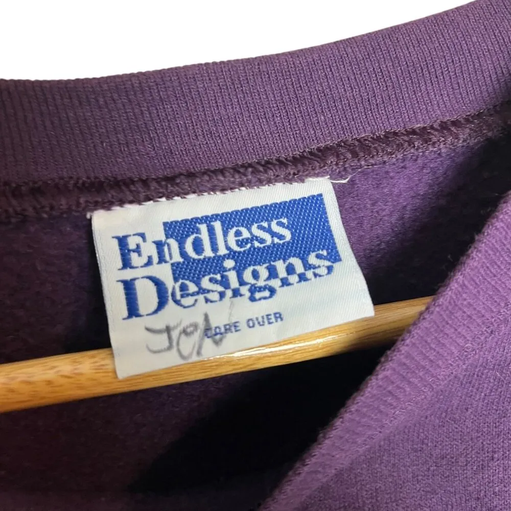 Vintage Women's L Winter Tree Print Crewneck Sweatshirt Purple Nature Grannycore Size L - Image 4