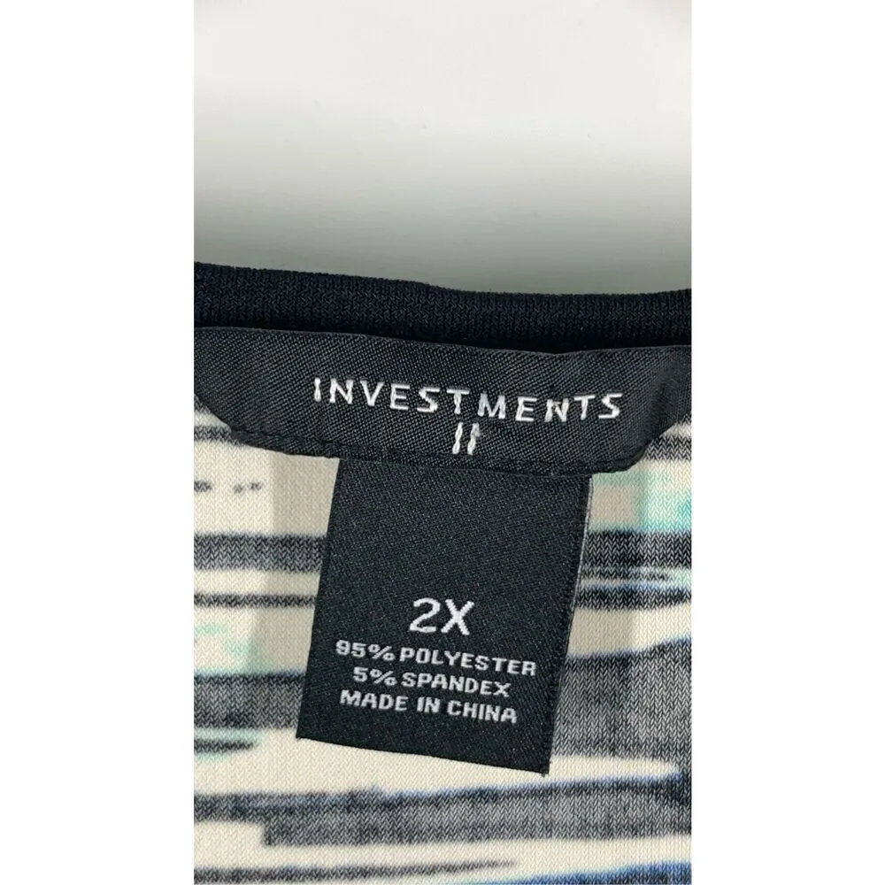 Investments Womens Abstract Scoop Neck Long Sleeve Tunic Top Multicolor Size 2X - Image 2