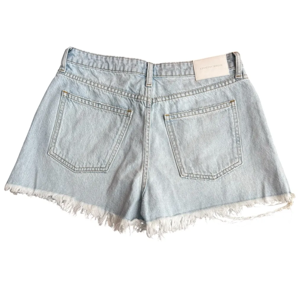 Jonathan Simkhai 28 Leo High Rise Denim Shorts Mykonos Light Wash Organic Cotton Blue - Image 5