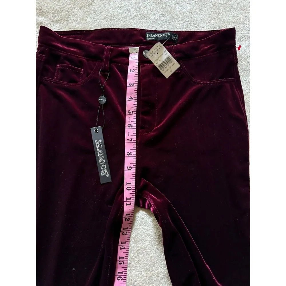 BLANK NYC Womens Crybaby Velvet pants red Valentine's Day‎ Size 30 NWT - Image 11
