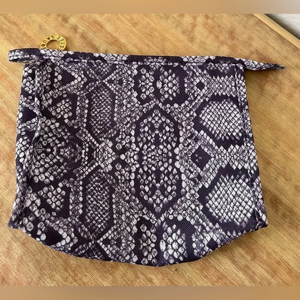 Estee Lauder Cosmetic Makeup Bag Zipper Pouch Travel Purple Snakeskin. - Image 3