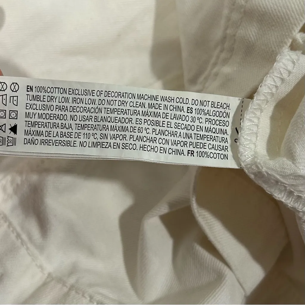 Forever 21 White Floral Denim Overalls Dress 100% Cotton Shortalls Skirt Size M - Image 5