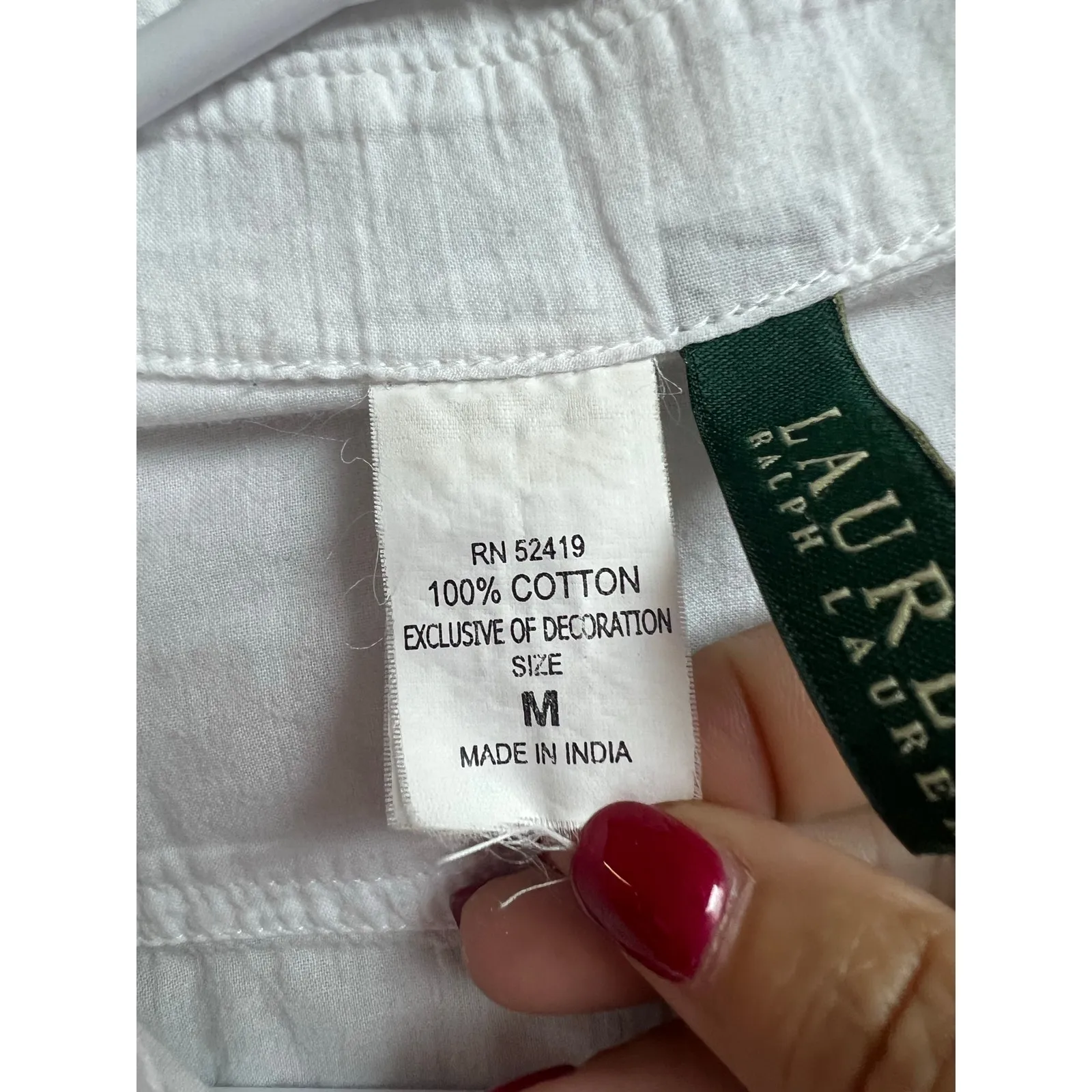 Lauren Ralph Lauren White Cotton Tunic Swim Cover Up Women's Shirt Medium - Image 3