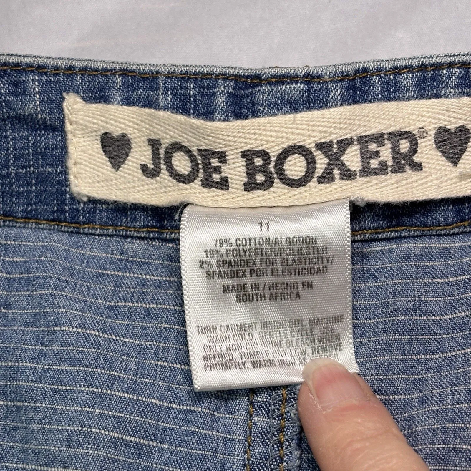 Joe Boxer Junior Y2K Low Rise Denim Mini Skrt Utility Pocket Belted Size 11 Vtg - Image 7