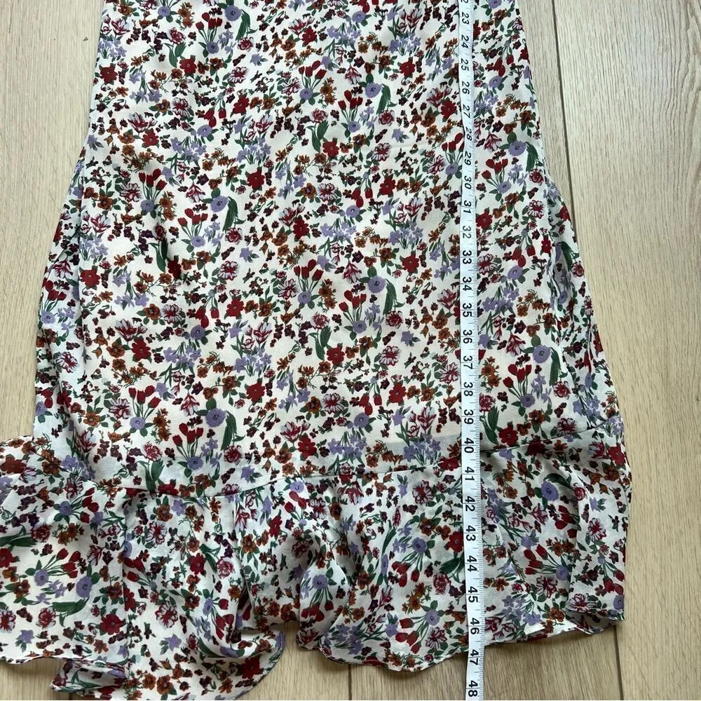 Dress Forum Floral Ruffle Midi Dress Size Large Flutter Sleeveless Neutral - Image 8