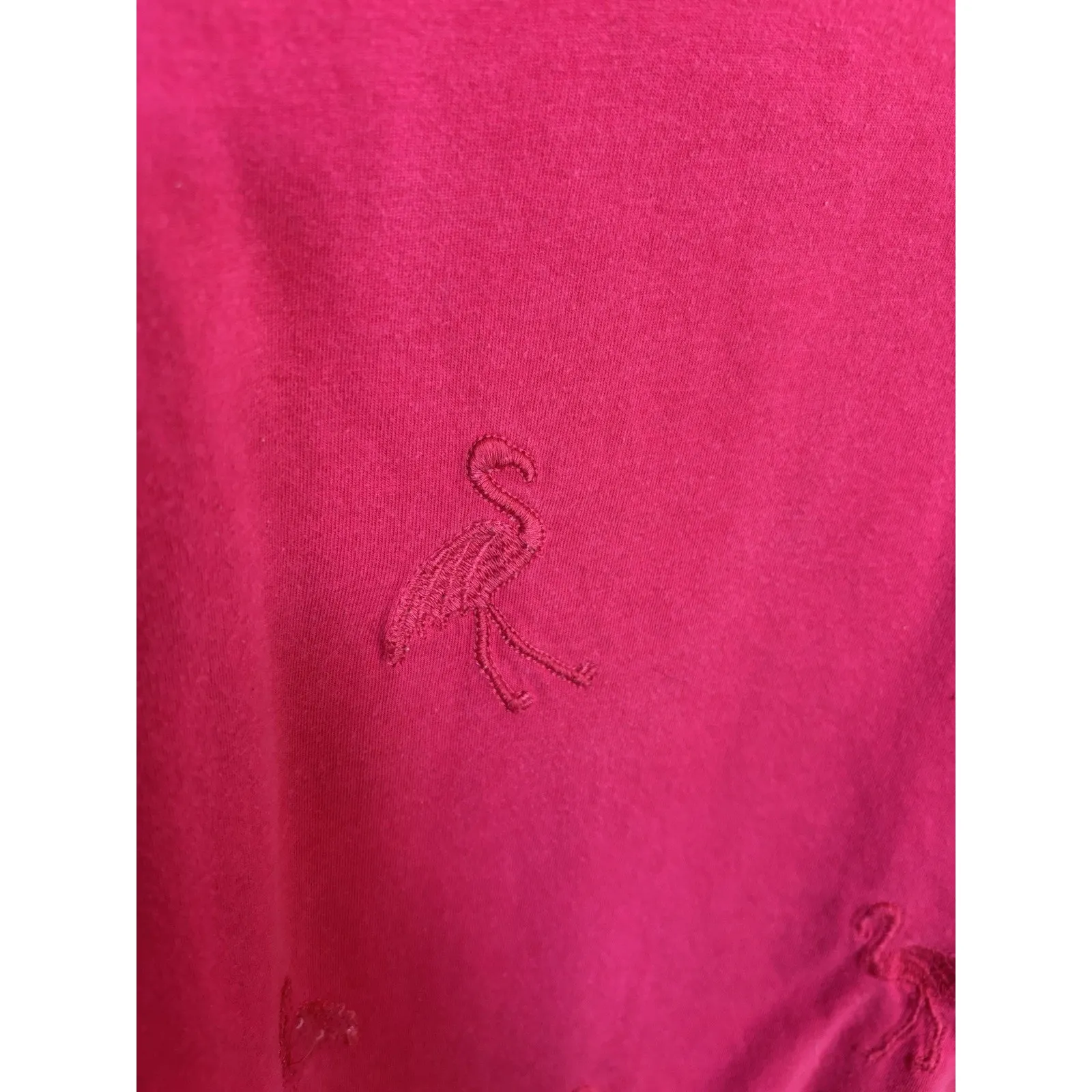 Chico's Pink Flamingo  Sequin Short Sleeve Top Size 2 Large Resort Wear Beach - Image 5