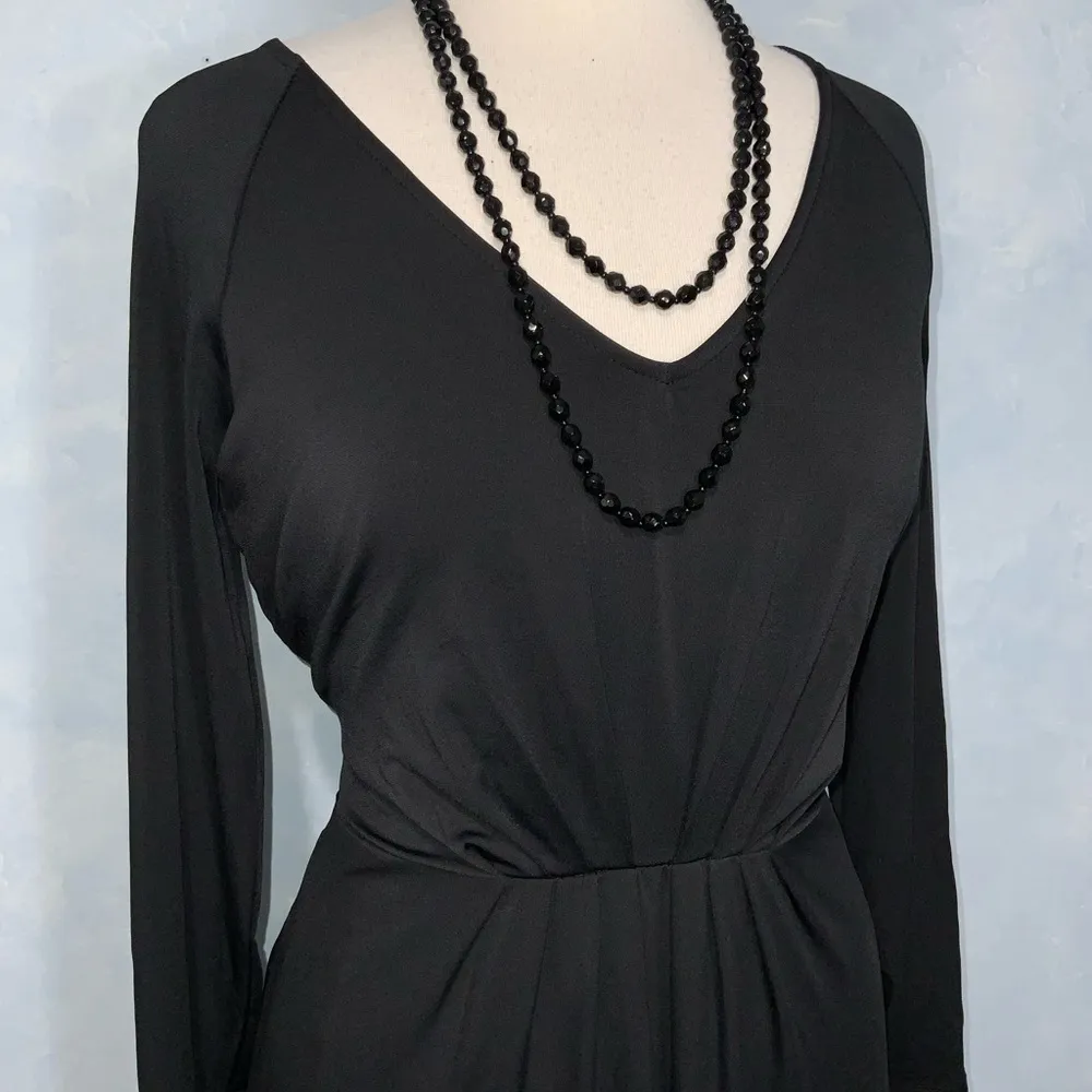 June by June Ambrose Black Stretch Knit Maxi Long Sleeve V - Image 7