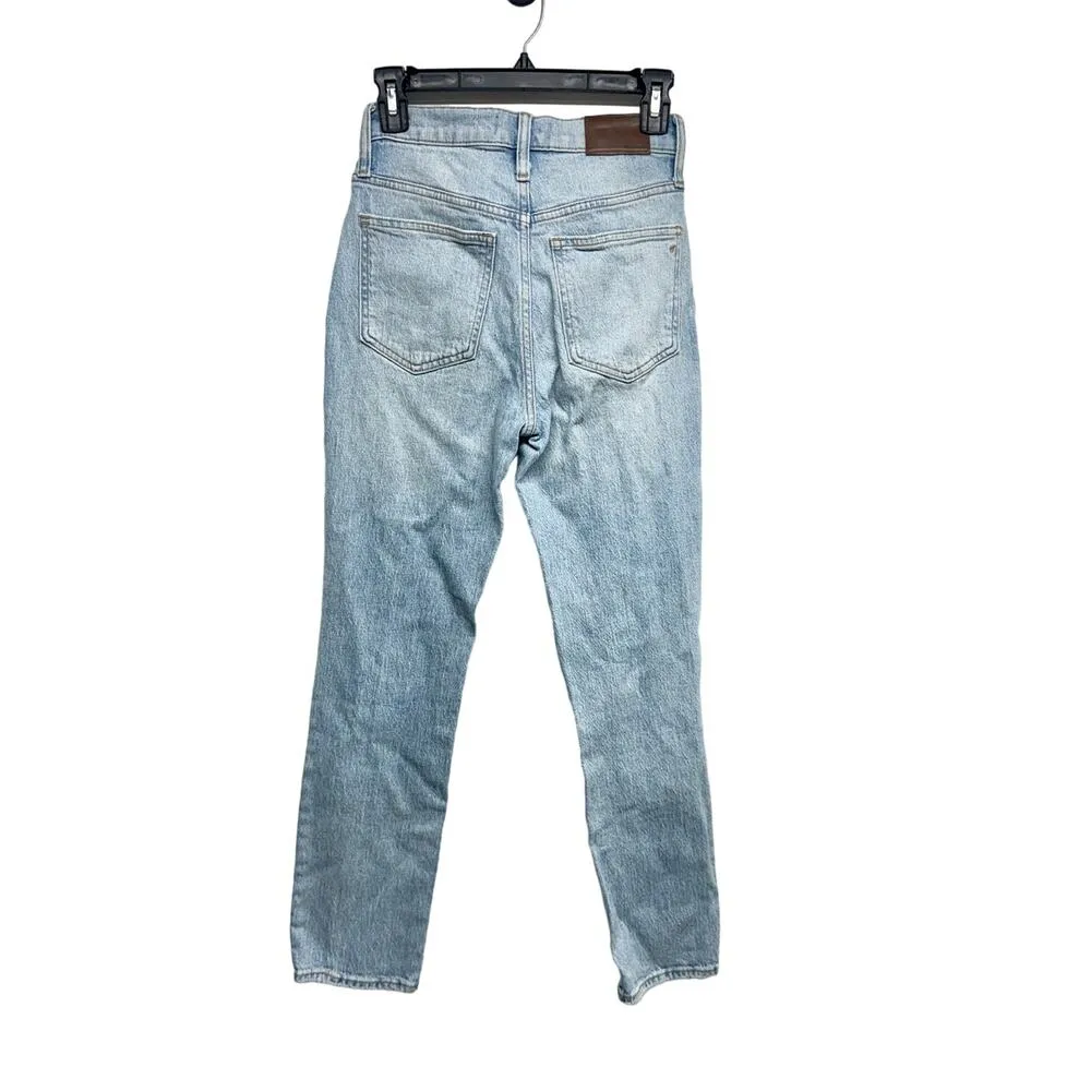 MADEWELL Womens The Perfect Vintage Cropped Jeans Blue High Rise Raw Hem 24 - Image 4