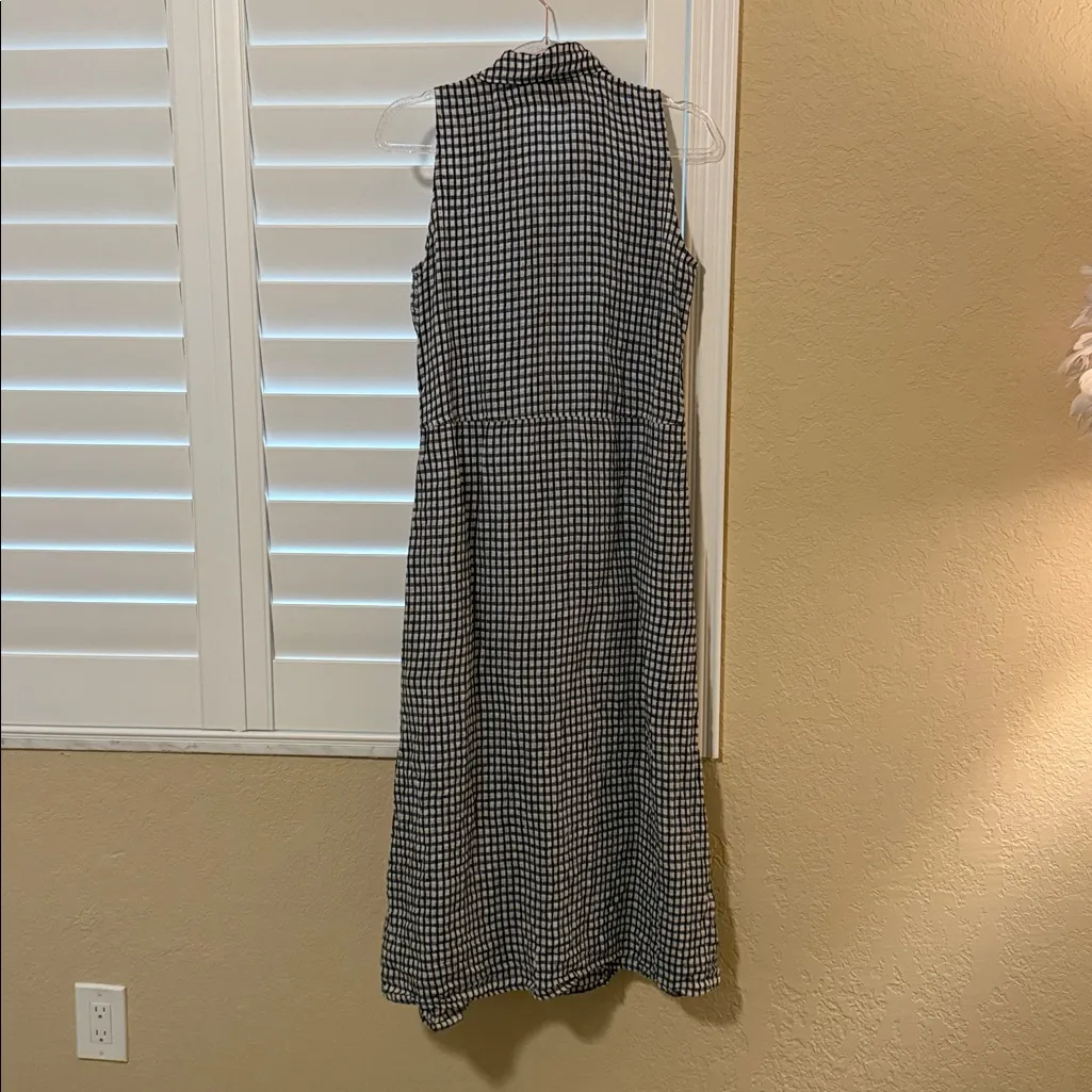 Flax  Navy and White Gingham Midi Dress - Image 3