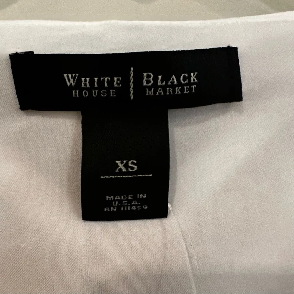 White House Black Market‎ Striped Flutter Sleeve Blouse Women's XS Black White - Image 4