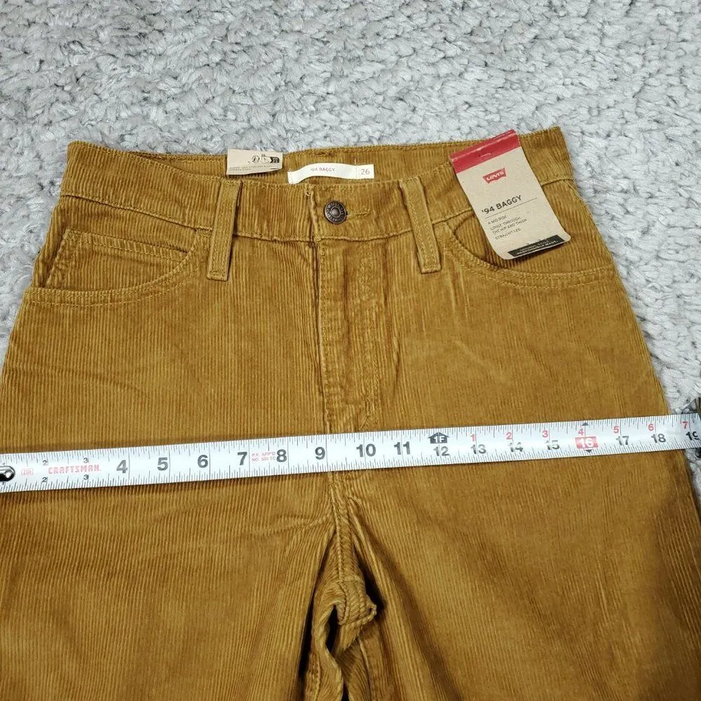 Levi's 94 Baggy Corduroy Brown Straight Leg Loose Pants Y2K 90s Size 26 x 31 - Image 9