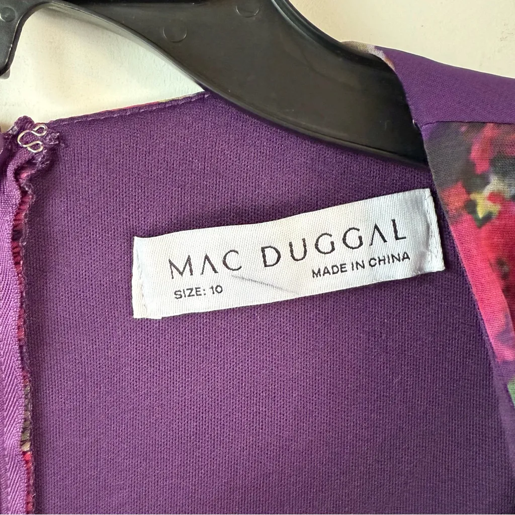 Mac Duggal 68558 Plunge Neck Chiffon Gown Purple Floral 10 - Image 5