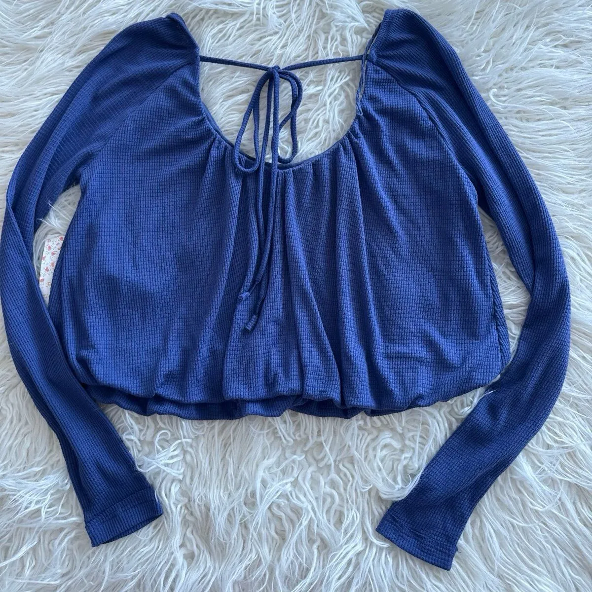 Free People We The Free Bondi Thermal Long Sleeve Top True Blue Size XS - Image 7