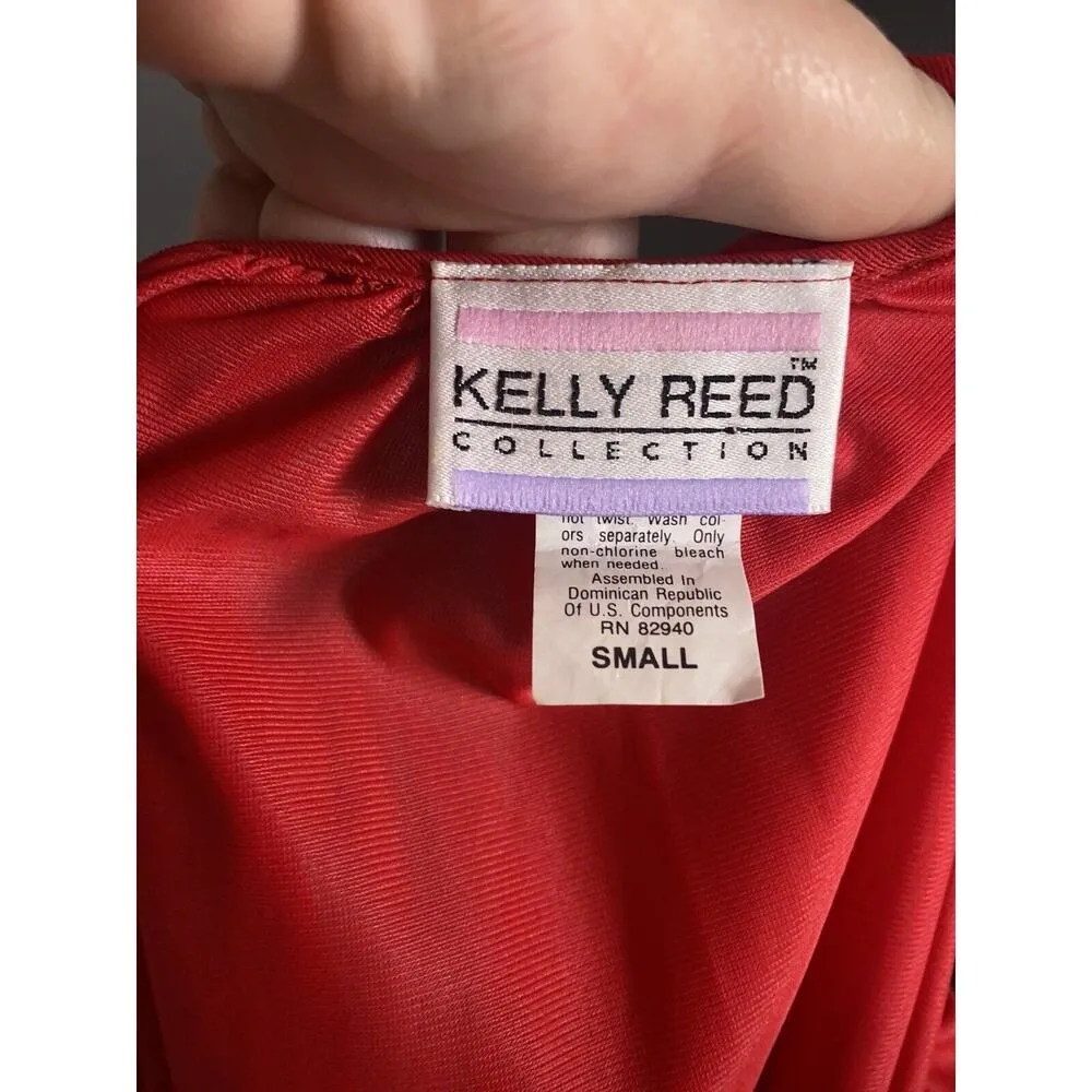 Vintage New Kelly Reed Size Small Red Housecoat Nightgown Nylon Buttons Granny - Image 8