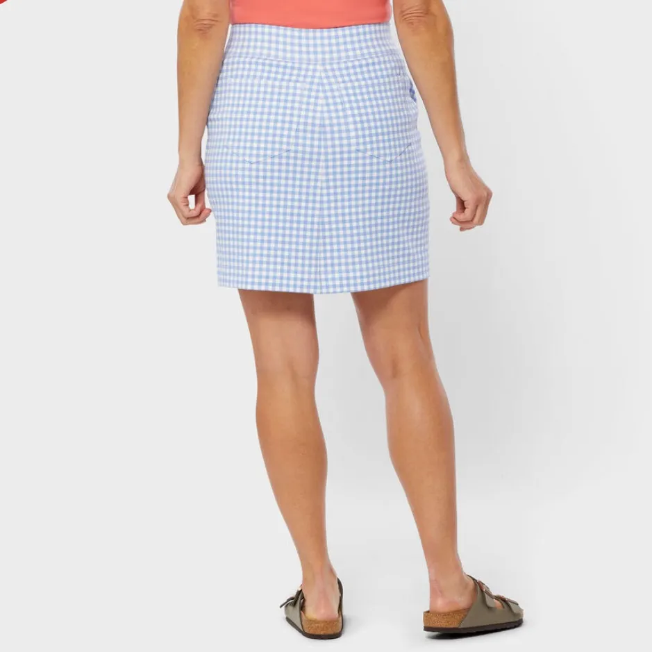 Duluth Trading Co Blue and White Gingham Women's NoGA Naturale Cotton Skort Size L - Image 5