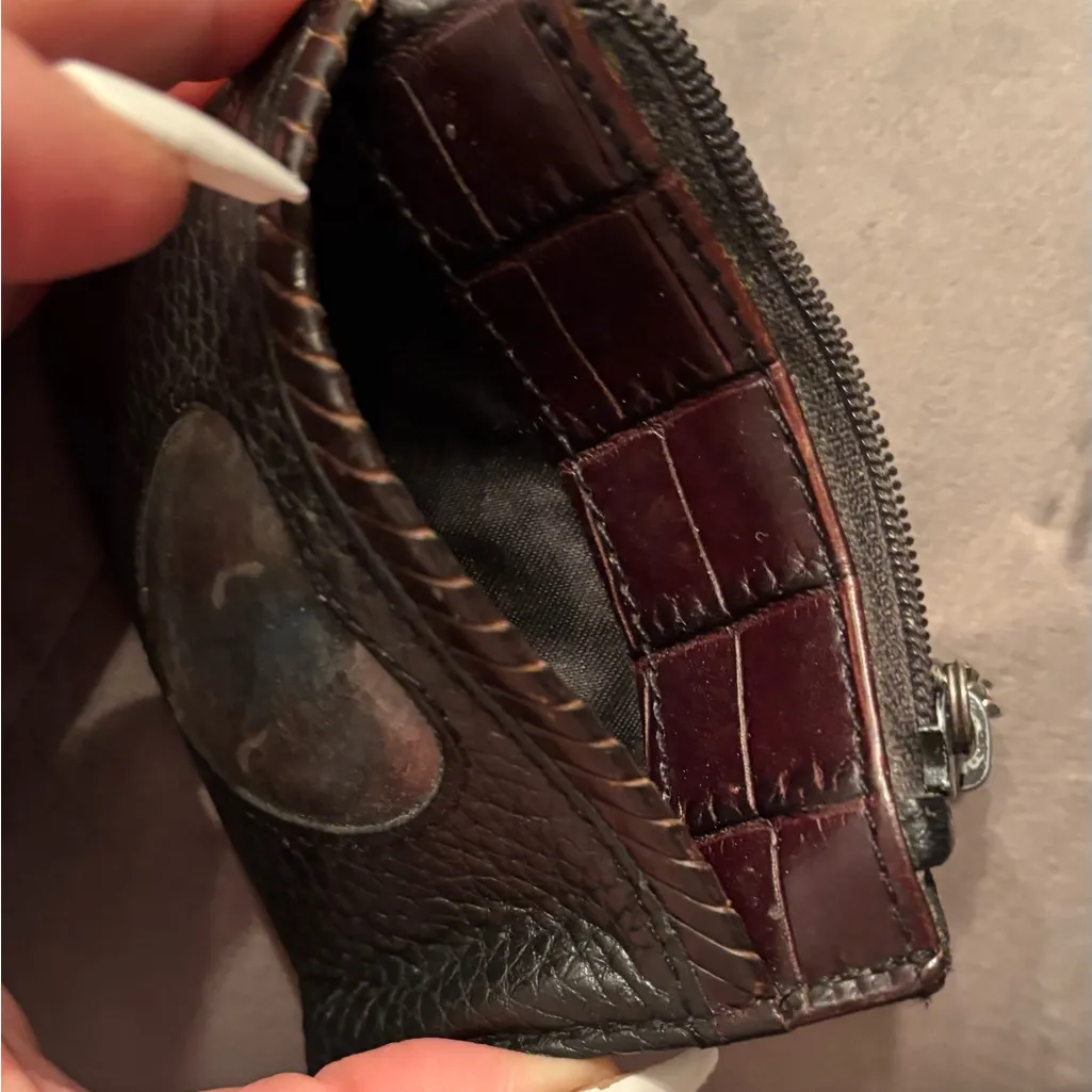 Brighton Premium Croco Pebbled Leather Heart Photo Coin Zip Card/ID Mini Wallet - Image 8