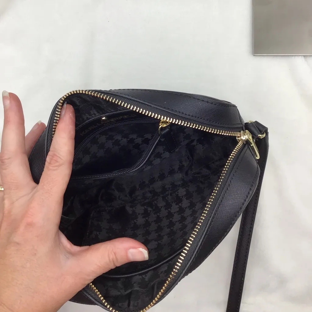 Karl Lagerfeld Paris Purse Maybelle Crossbody Black Cat Rectangular Bag Designer - Image 8