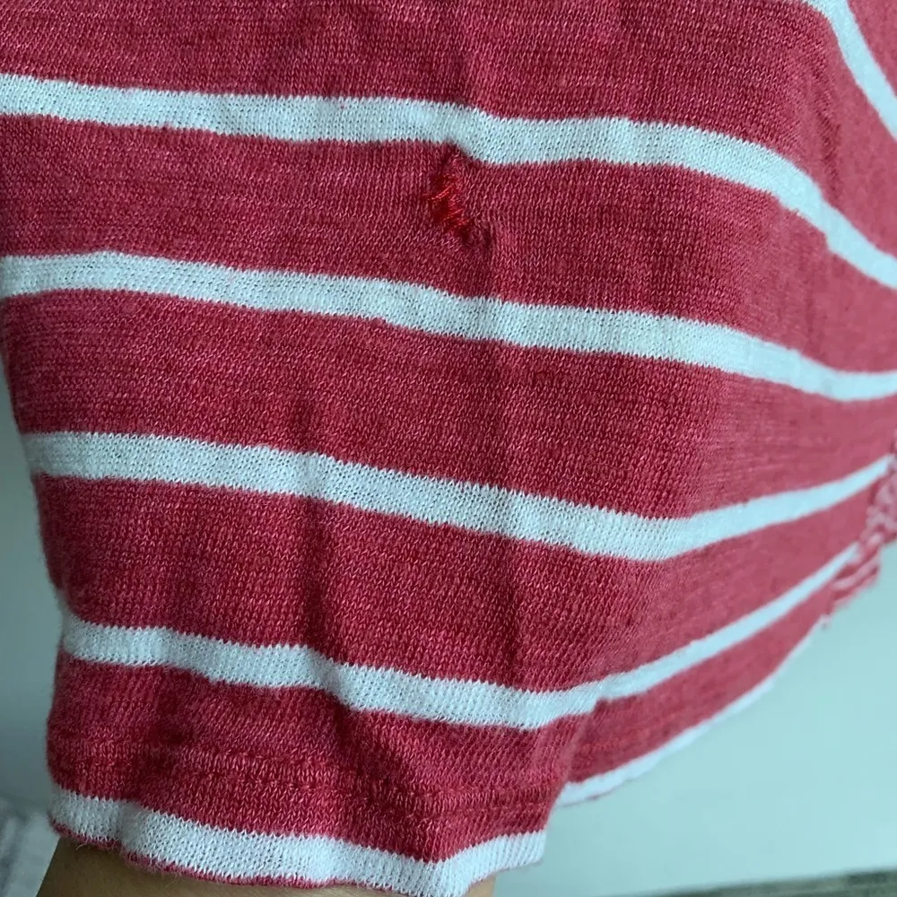 Vince Red Striped Long Sleeve 100% Linen Small - Image 3