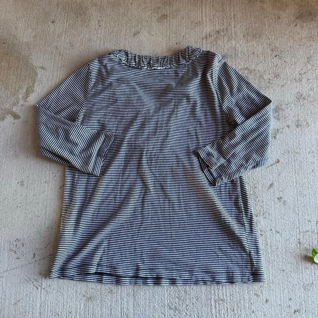 Jones New York Black and White Striped Long Sleeve Top - Image 7