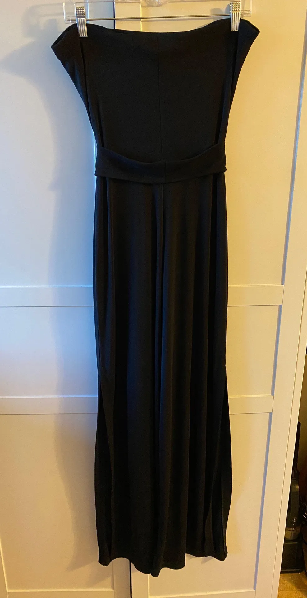 Black Strapless Tie Belt Jumpsuit - Image 5