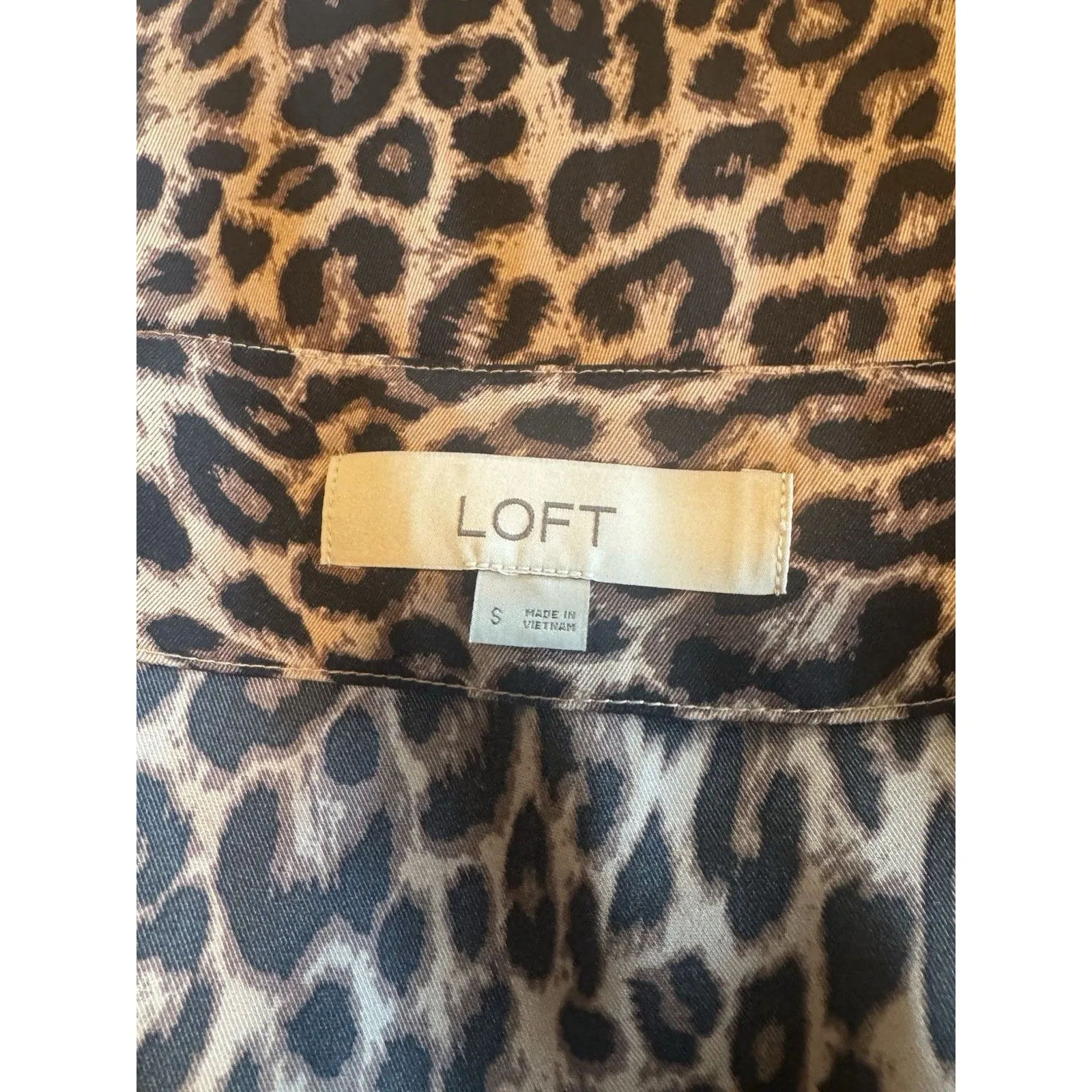 Loft Womens Blouse Sz Small Animal Print Leopard Safari Fall Autumn Brown Y2k - Image 9