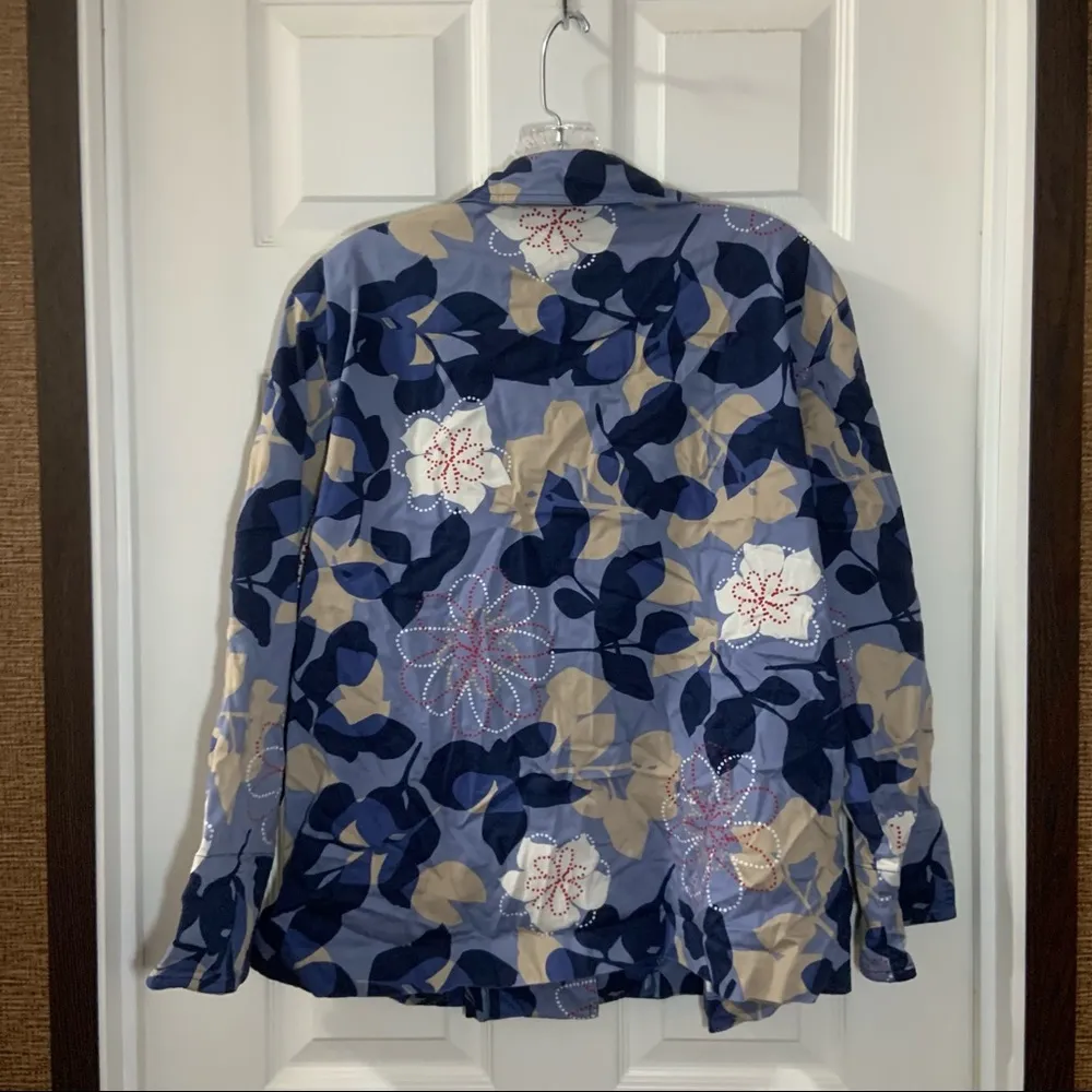 Westbound  Blue Print Long Sleeve Button Up Blouse XL - Image 7