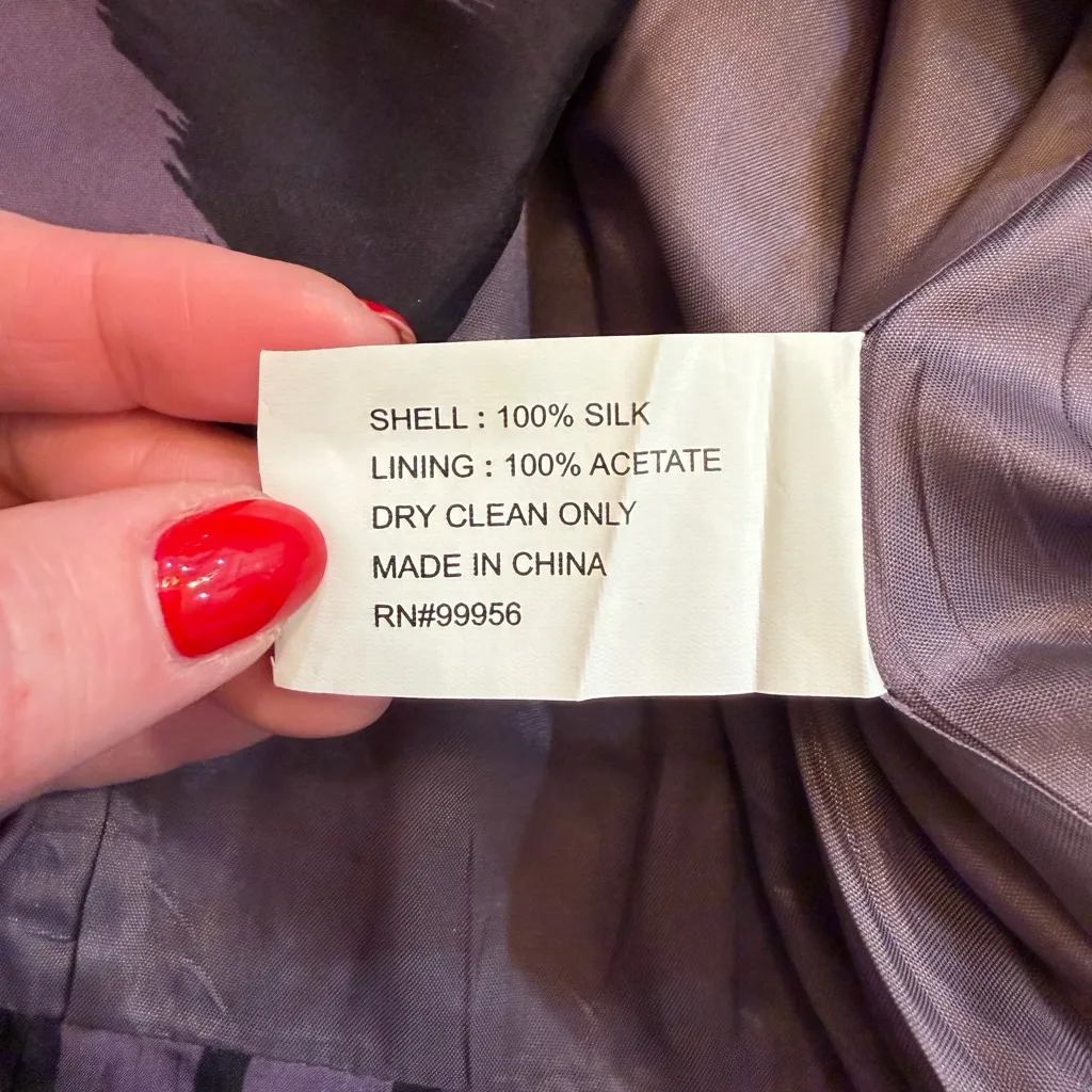 Shoshanna One Shoulder Black and Purple Silk Cocktail Dress - Image 4