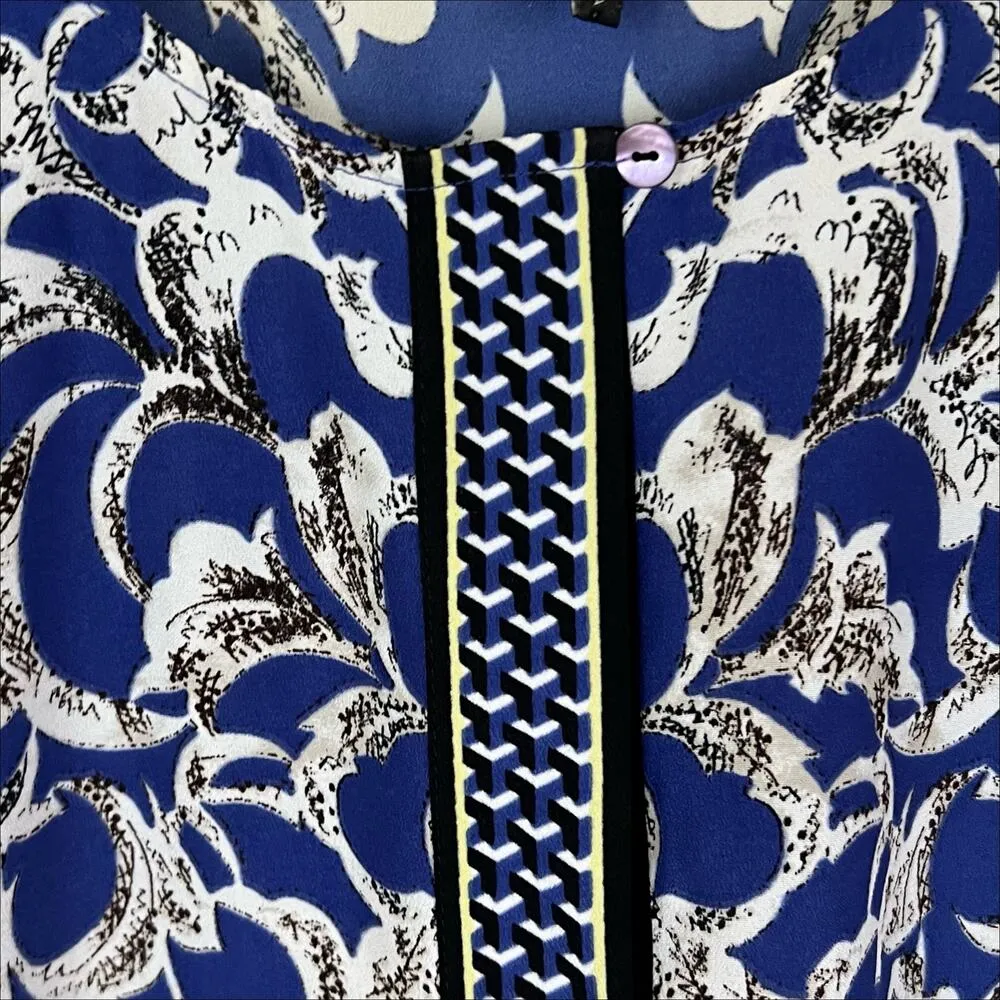 Nic + Zoe Floral Print Short Sleeve Shift Dress Size Small Blue White Black - Image 3