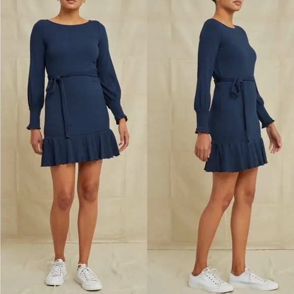 Amour Vert Ocean Ziggy Paris Rib long sleeve mini dress size XS - Image 2