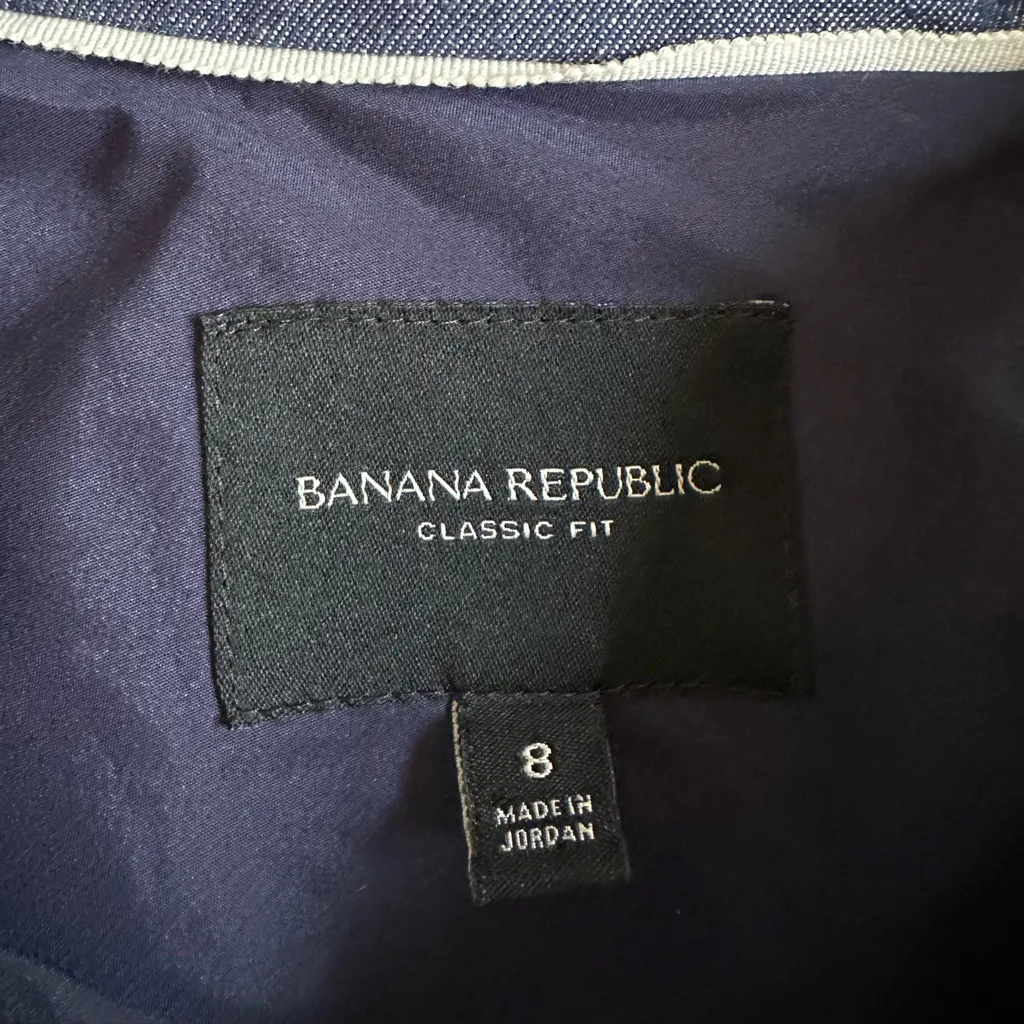 NEW Banana Republic Classic Fit Blazer Blue Chambray Preppy Office Chic Casual - Image 5