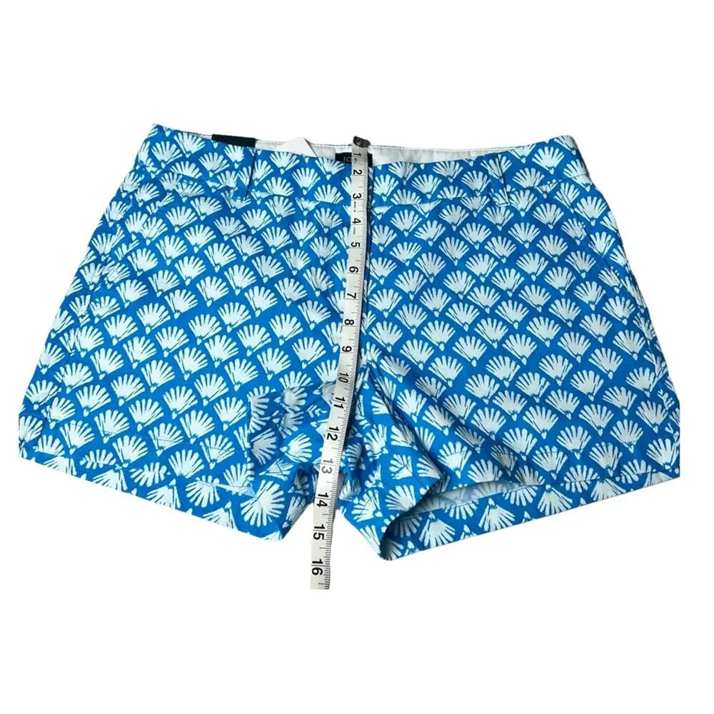 J.Crew Womens 3.5" Classic Blue/White Fan Print Shorts Sz 10 - Image 2