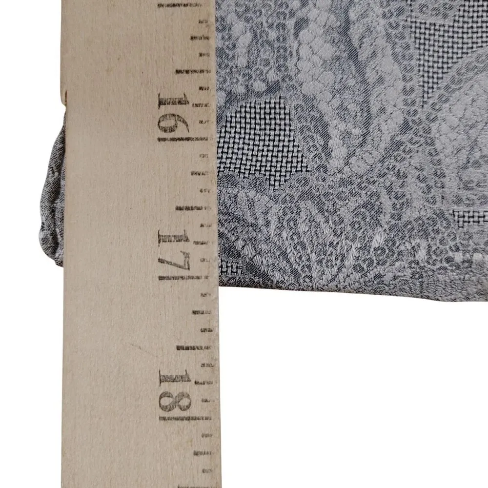 Saks Fifth Avenue Vintage Italian Paisley Silk Scarf Gray Fringed Edges 56 by 17 - Image 4