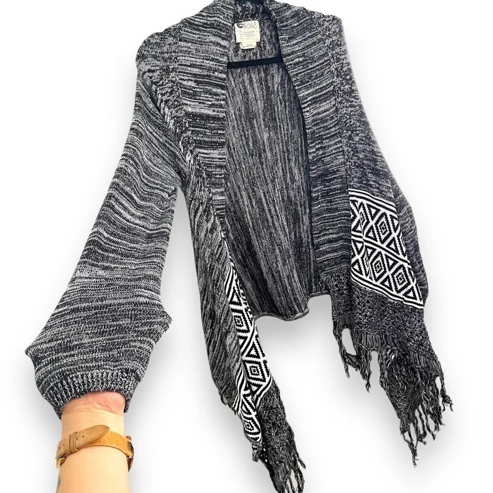 Billabong Black White Knitted Cardigan - Medium - Image 4