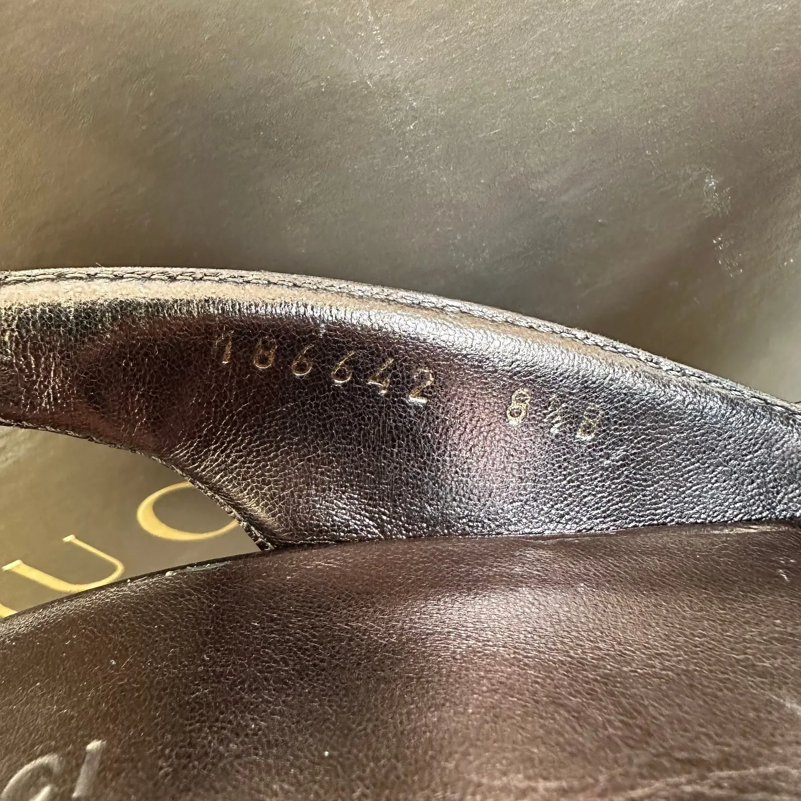 GUCCI NEW 8.5 38.5 Sand Pelle S. Cuoio Nappa Silk Brown Bronze Heel Sandals Peep - Image 10