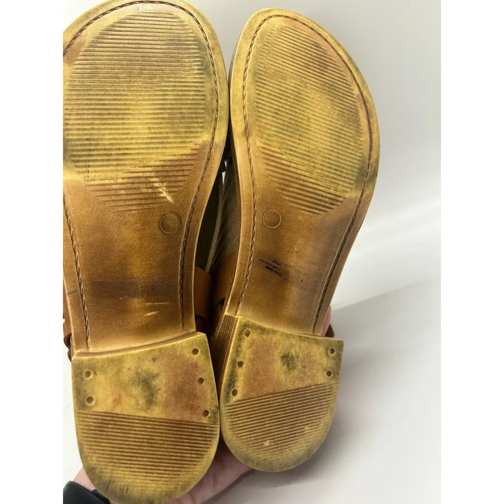 Mariella Made in Italy Boho Sandal neutral Tan Scalloped Edges Size 8 - Image 10