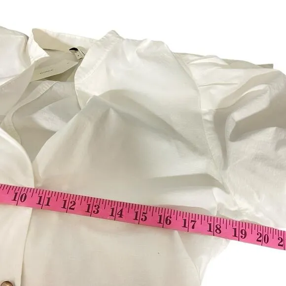 VINCE $295‎ Draped Puff Sleeve White Blouse 8 M - Image 4